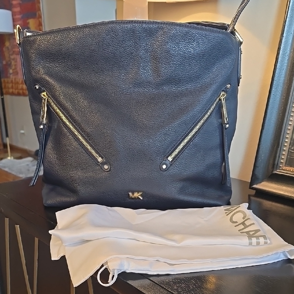 Michael Kors Navy Evie Leather Hobo Tote